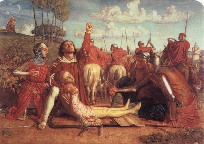 William Holman Hunt Rienzi Vowing to Obtain Justice for the Death of his Young Brother,Slain in a Skirmish Between the Colonna and Orsini Factions oil painting image
